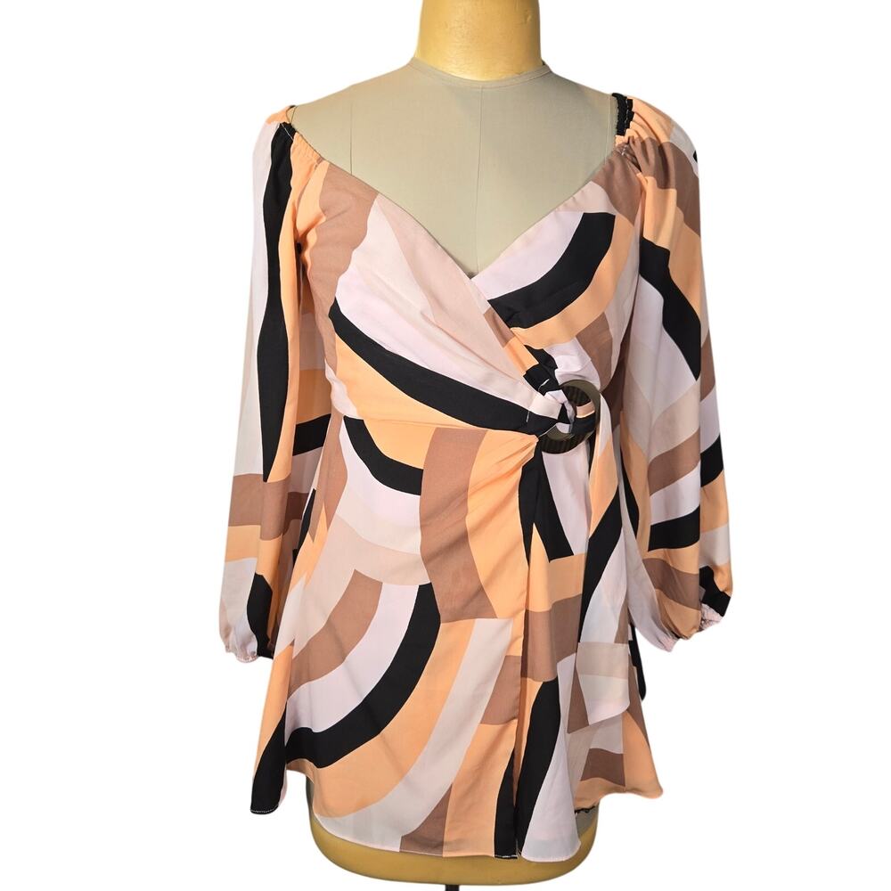 Anthropologie Hutch Womens Small Petite Mini Dress Geo Wrap Boho Festival Resort